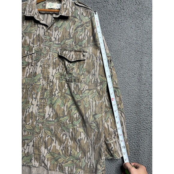 Vintage Mossy Oak Green Leaf Tree Bark Camo Button Up Shirt Mens XL USA Made - Picture 13 of 16